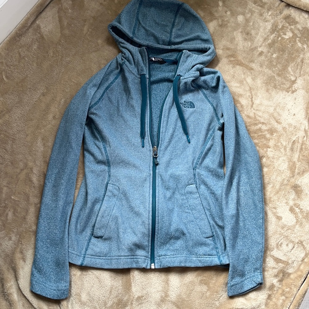 XS women’s north face blue zip up jacket